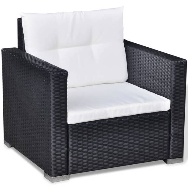 vidaXL 6-delige Loungeset met kussens poly rattan zwart