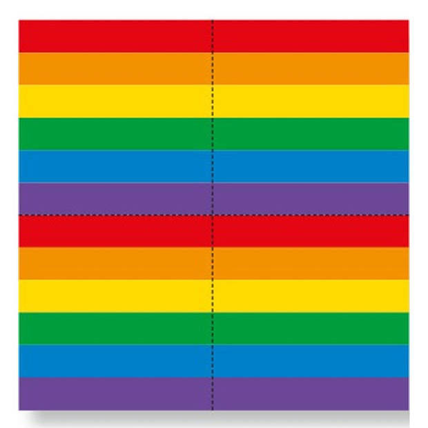 40x Regenboog thema kinderfeestje versiering papieren wegwerp servetten 33 x 33 cm - Feestservetten
