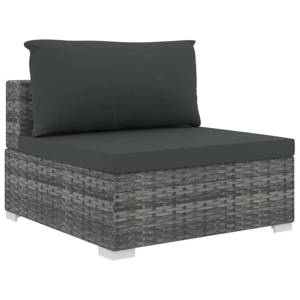 vidaXL 8-delige Loungeset met kussens poly rattan grijs