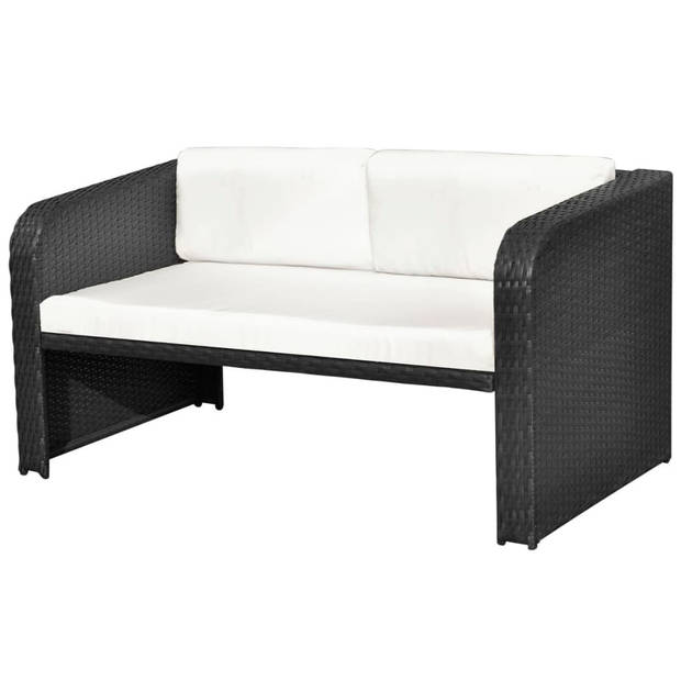 vidaXL 4-delige Loungeset met kussens poly rattan zwart