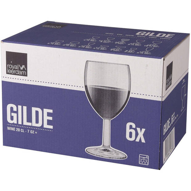 18x Rode wijn glazen 200 ml Gilde - Wijnglazen
