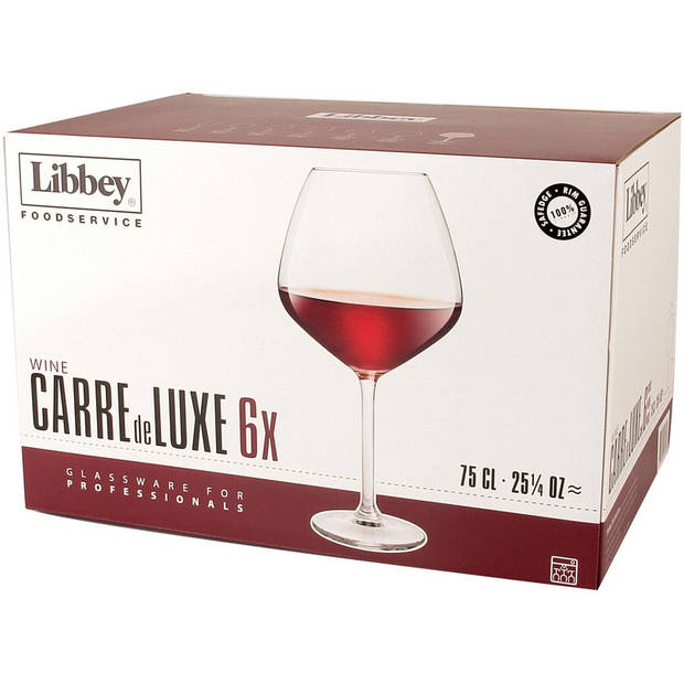 6x Luxe wijnglazen voor rode wijn 750 ml Carre - Wijnglazen
