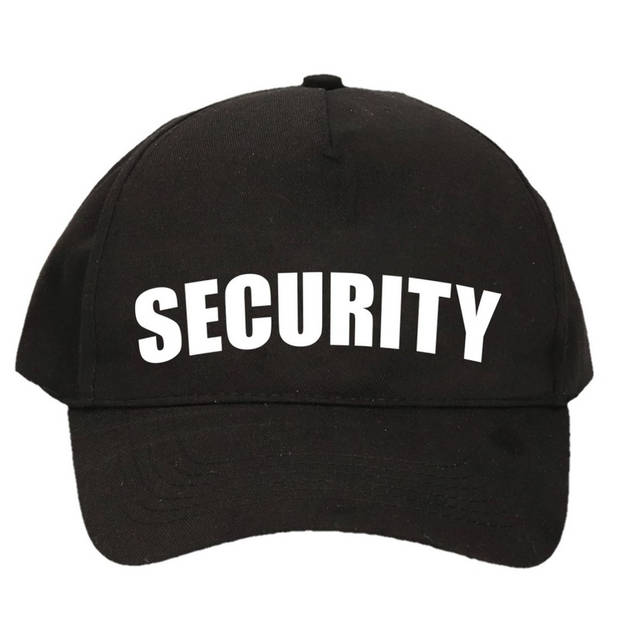 Verkleed security pet / cap zwart met security embleem en polsbandje voor volwassenen - Verkleedattributen