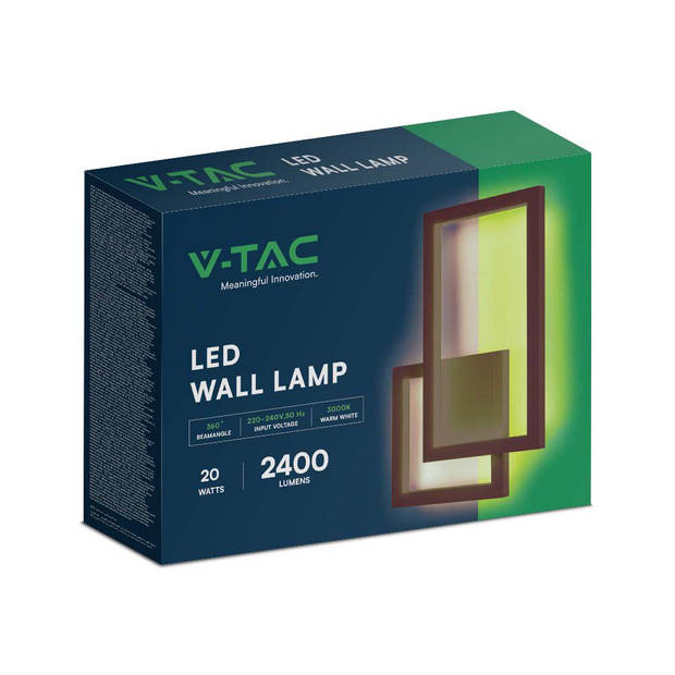 V-TAC VT-11120-C LED Wandlampen - Modern - Wandlampen - IP20 - Corten Behuizing - 20 Watt - 2660 Lumen - 4000K