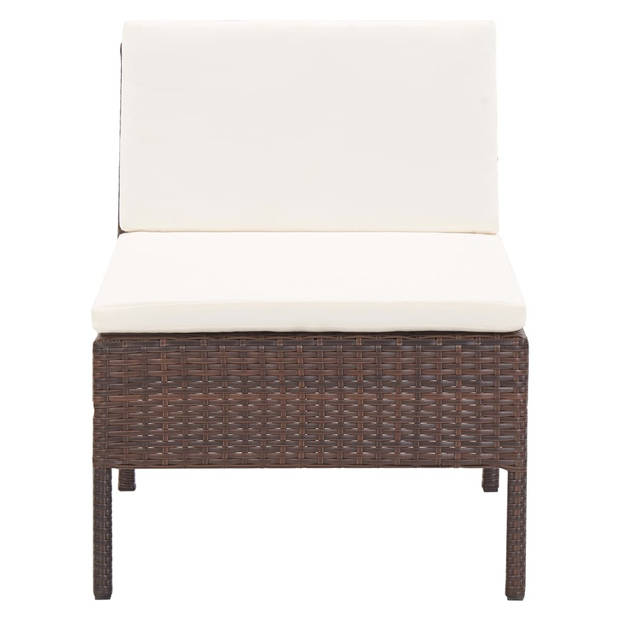 vidaXL 6-delige Loungeset met kussens poly rattan bruin