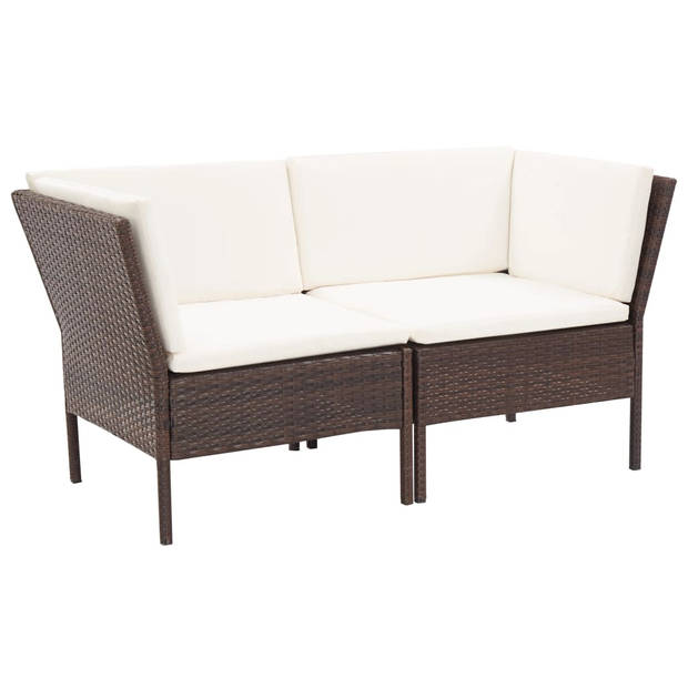 vidaXL 6-delige Loungeset met kussens poly rattan bruin