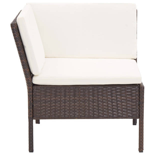 vidaXL 6-delige Loungeset met kussens poly rattan bruin