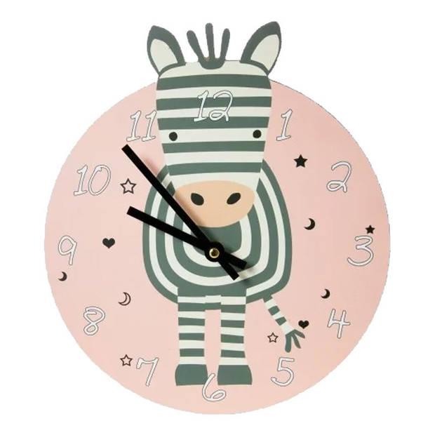 Houten klok met zebra 26 cm voor kinderen - Wandklokken
