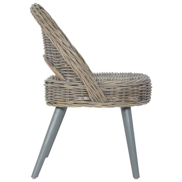 The Living Store Kubu Rattan Fauteuil - Grijs - 60 x 60 x 79 cm (B x D x H) - Comfortabel en Duurzaam