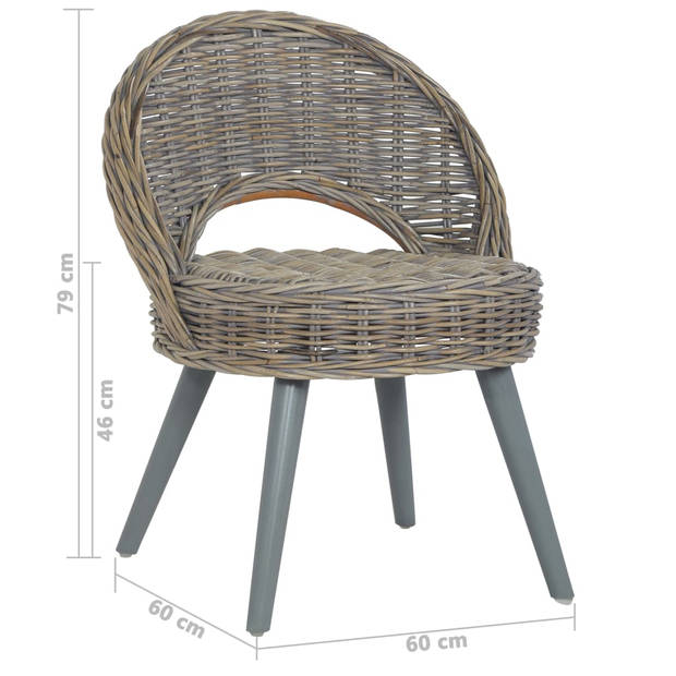 The Living Store Kubu Rattan Fauteuil - Grijs - 60 x 60 x 79 cm (B x D x H) - Comfortabel en Duurzaam