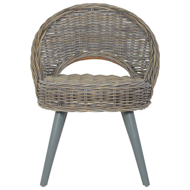 The Living Store Kubu Rattan Fauteuil - Grijs - 60 x 60 x 79 cm (B x D x H) - Comfortabel en Duurzaam