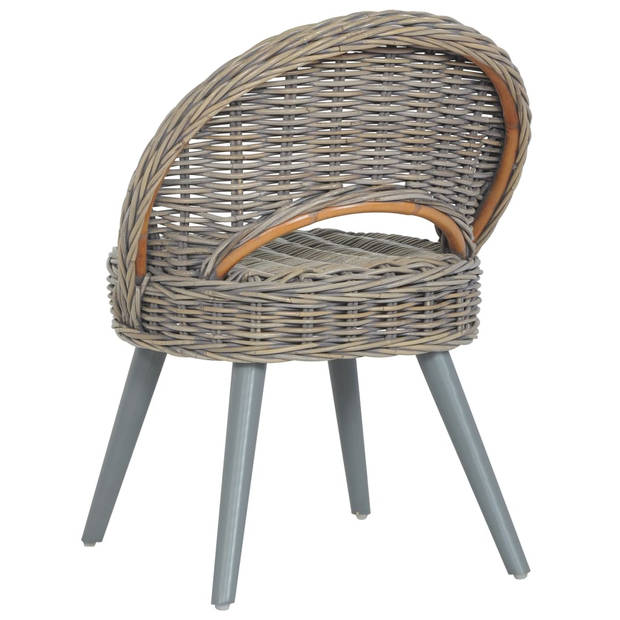 The Living Store Kubu Rattan Fauteuil - Grijs - 60 x 60 x 79 cm (B x D x H) - Comfortabel en Duurzaam