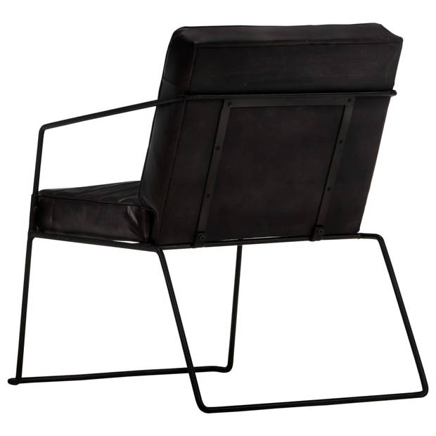 The Living Store Fauteuil Armstoel - 52x70x71cm - Zwart Echt Leer