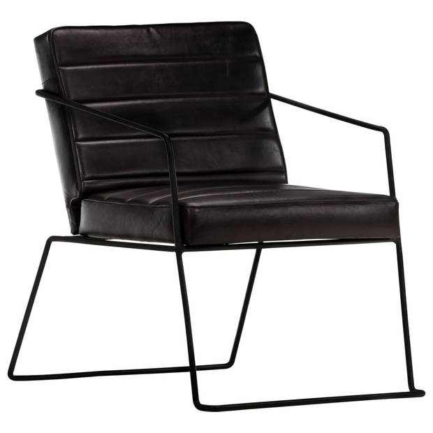 The Living Store Fauteuil Armstoel - 52x70x71cm - Zwart Echt Leer