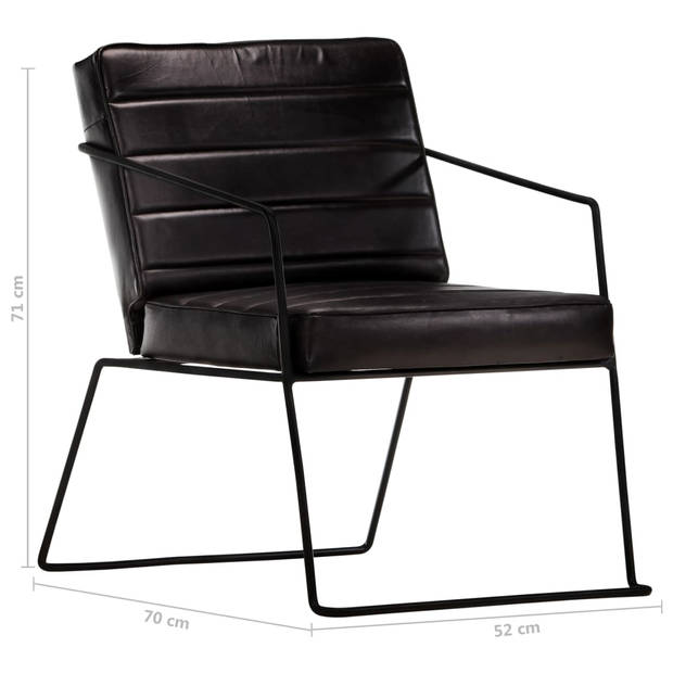 The Living Store Fauteuil Armstoel - 52x70x71cm - Zwart Echt Leer