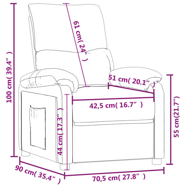 vidaXL Fauteuil verstelbaar stof bruin