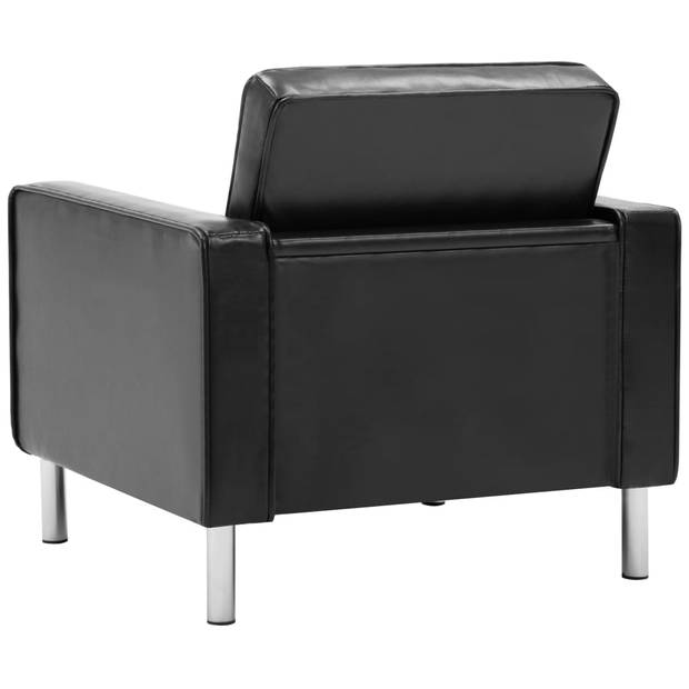 The Living Store Fauteuil Elegante - Woonkamer Kantoor Slaapkamer - 75x70x75 cm - Zwart - Kunstleer