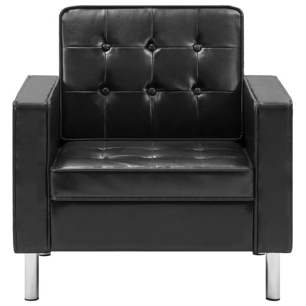 The Living Store Fauteuil Elegante - Woonkamer Kantoor Slaapkamer - 75x70x75 cm - Zwart - Kunstleer