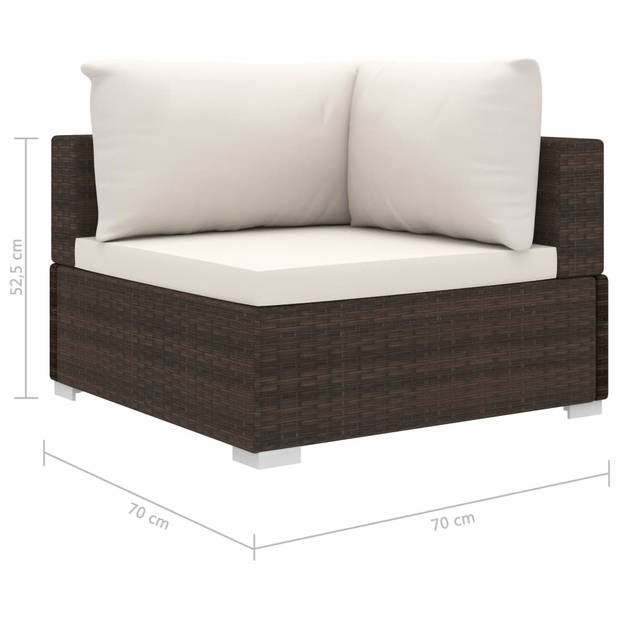 vidaXL 8-delige Loungeset met kussens poly rattan bruin