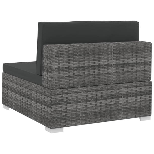 vidaXL 3-delige Loungeset met kussens poly rattan grijs