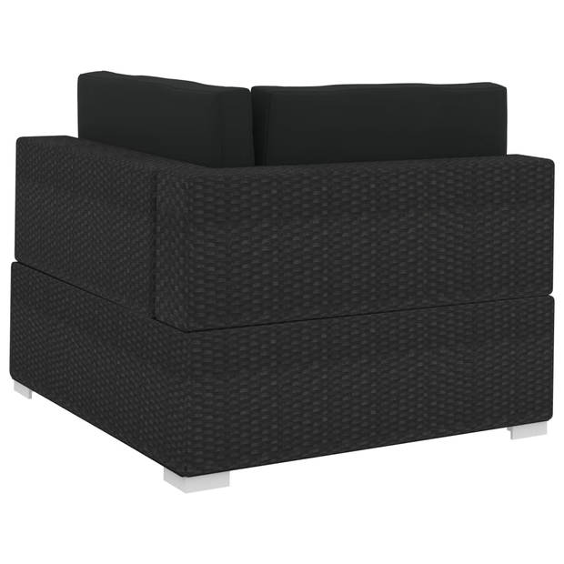 vidaXL 3-delige Loungeset met kussens poly rattan zwart