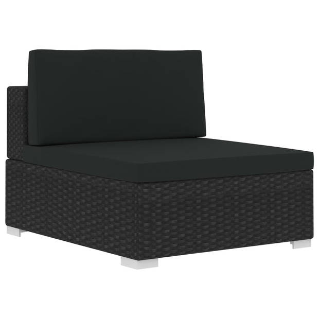 vidaXL 4-delige Loungeset met kussens poly rattan zwart