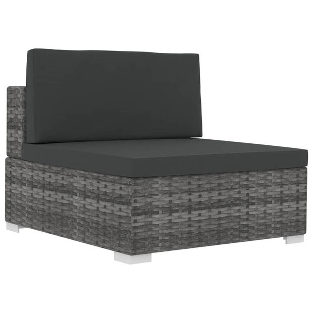 vidaXL 4-delige Loungeset met kussens poly rattan grijs