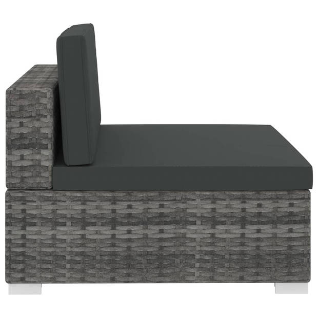 vidaXL 4-delige Loungeset met kussens poly rattan grijs