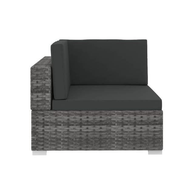 vidaXL 4-delige Loungeset met kussens poly rattan grijs