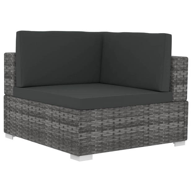 vidaXL 4-delige Loungeset met kussens poly rattan grijs