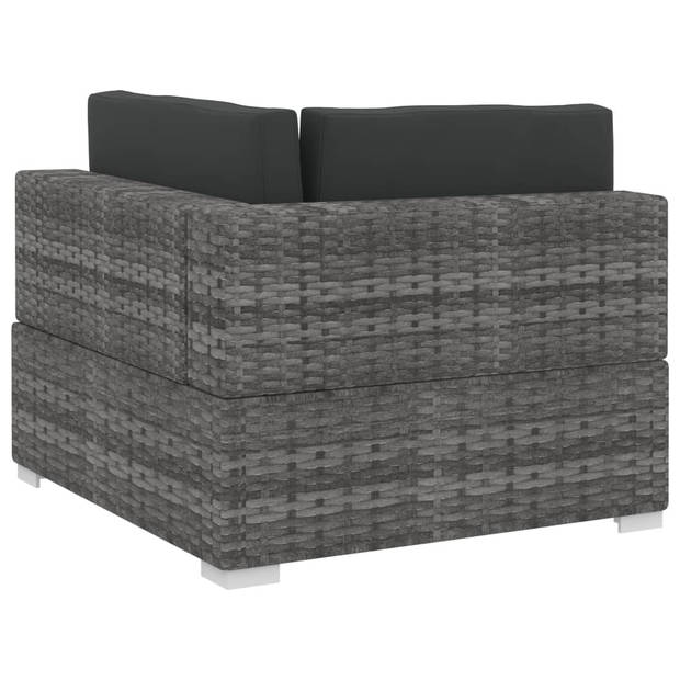 vidaXL 4-delige Loungeset met kussens poly rattan grijs