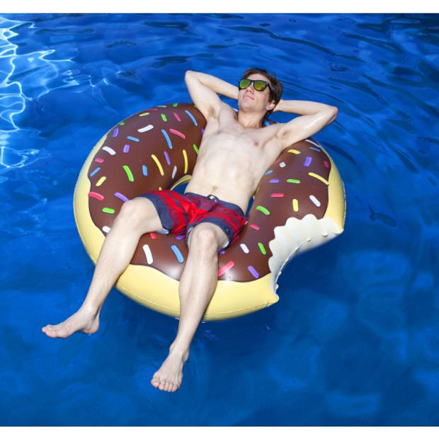 Opblaasbare chocolade donut zwemband 122 cm speelgoed - XXL formaat zwemring - Waterspeelgoed