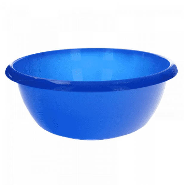 Kunststof afwasteil / handwas camping - 8 liter - blauw - rond afwasteiltje / afwasbak