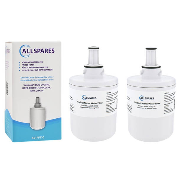 AllSpares Waterfilter (2x) voor koelkast geschikt voor Samsung DA29-00003F / DA29-00003G / HAFIN2