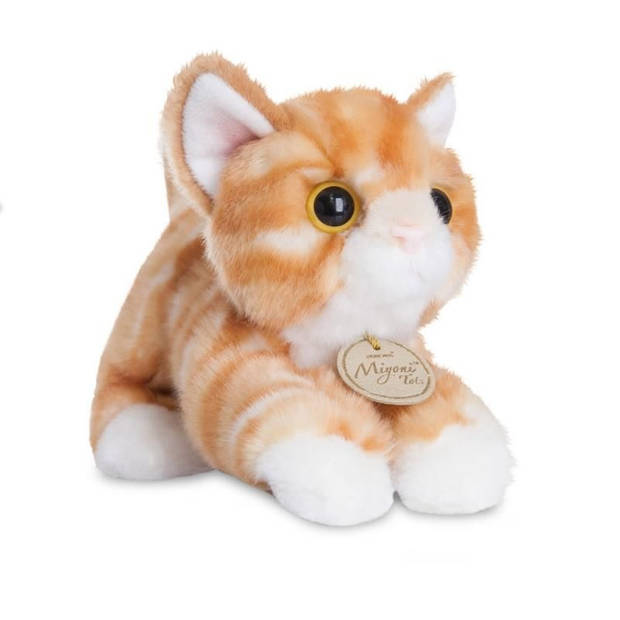 Aurora pluche dieren knuffels lapjes kat/poes - 20 cm - Oranje - Knuffel huisdieren