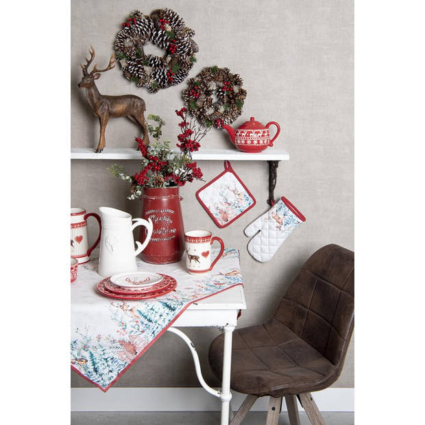 HAES DECO - Kerst Kussenhoes 40x40 cm - Wit - Collectie: Dearly Christmas - Sierkussen, Kussenhoes