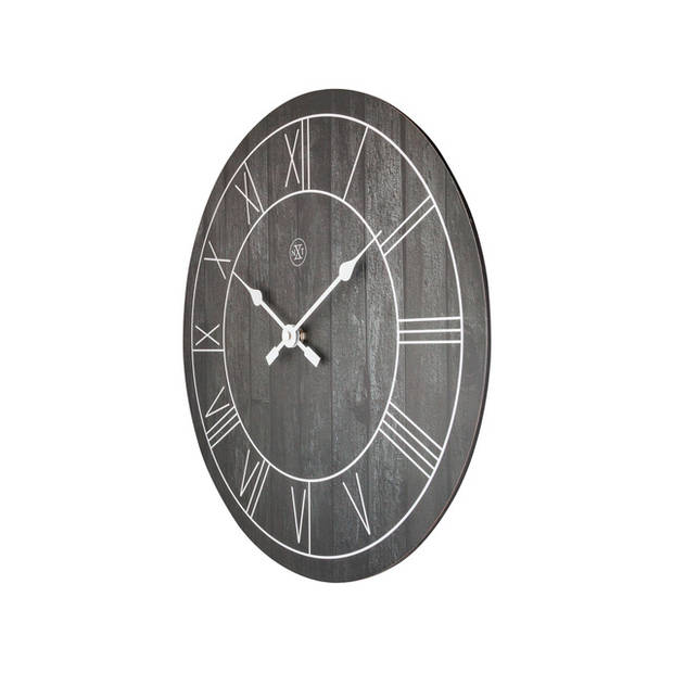 NeXtime wandklok Paul 40 cm hout zwart