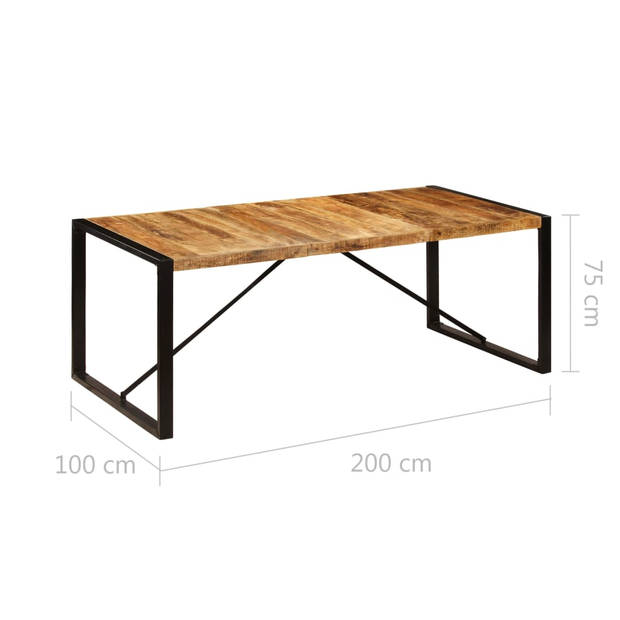 The Living Store Industriële Eetkamertafel - 200x100x75cm - Massief Mangohout