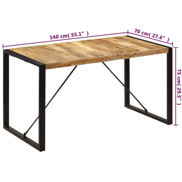 vidaXL Eettafel 140x70x75 cm massief mangohout