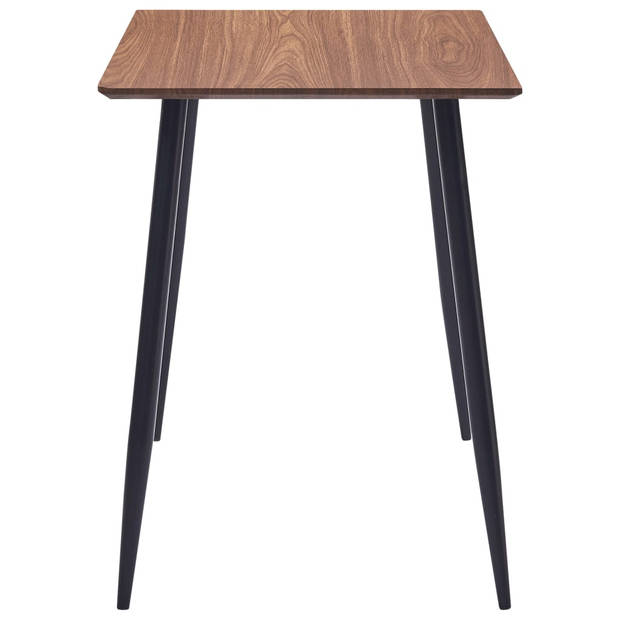 The Living Store Eettafel Tafel - 120 x 60 x 75 cm - Bruin met houtnerf en zwart - MDF tafelblad - Gepoedercoat staal