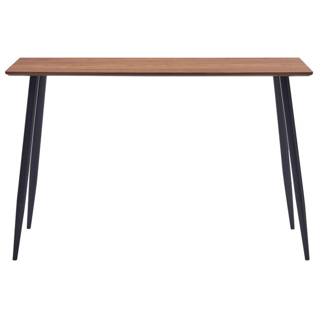 The Living Store Eettafel Tafel - 120 x 60 x 75 cm - Bruin met houtnerf en zwart - MDF tafelblad - Gepoedercoat staal