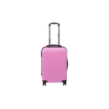 Handbagage koffer 55cm roze 4 wielen trolley met pin slot reiskoffer