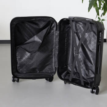 Handbagage koffer 55cm zilver 4 wielen trolley met pin slot reiskoffer