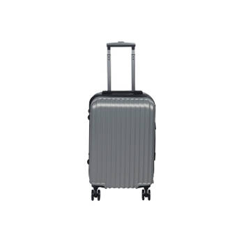 Handbagage koffer 55cm zilver 4 wielen trolley met pin slot reiskoffer