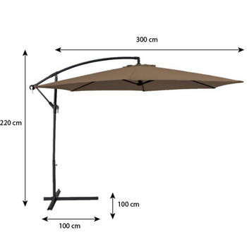 Zweefparasol staal taupe parasol diameter 300cm