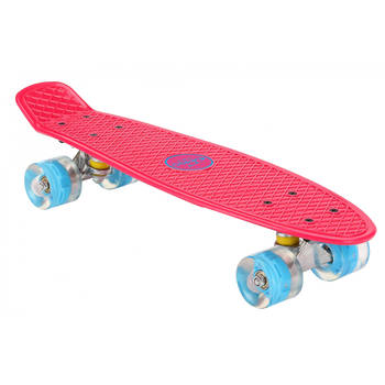 AMIGO skateboard met ledverlichting 55,5 cm roze/blauw