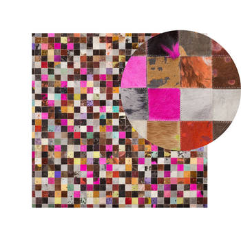 Beliani ENNE - Patchwork-Multicolor-Koeienhuid leer