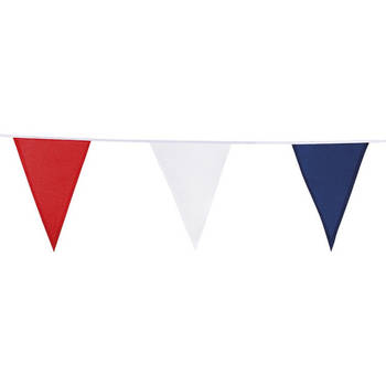 Rode/witte/blauwe slinger van stof 10 meter feestversiering - Vlaggenlijnen