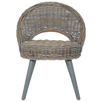 The Living Store Kubu Rattan Fauteuil - Grijs - 60 x 60 x 79 cm (B x D x H) - Comfortabel en Duurzaam