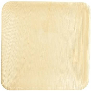 12x Wegwerp bamboe/palmblad borden 25,5 cm vierkant composteerbaar - Feestbordjes